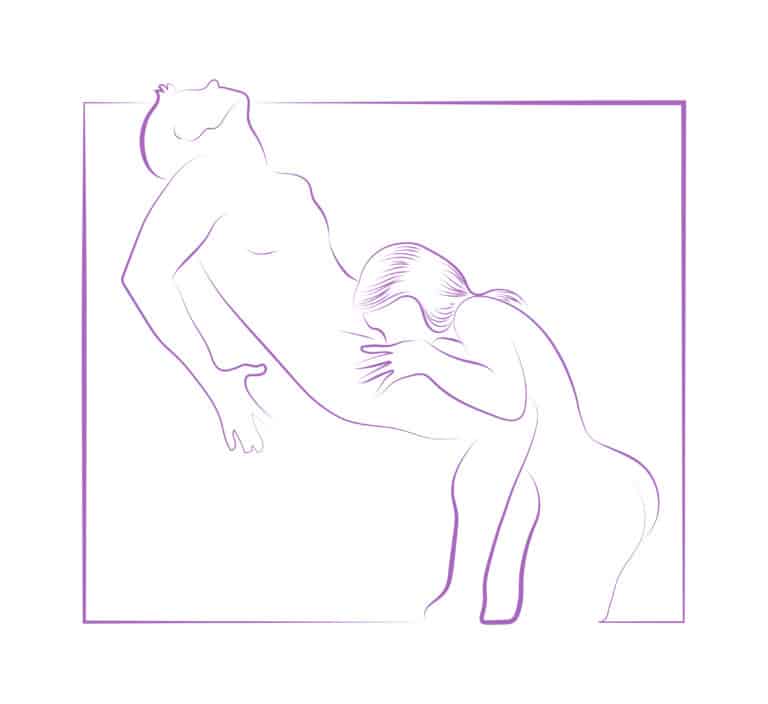 Tegning af sexstillingen siddende blowjob