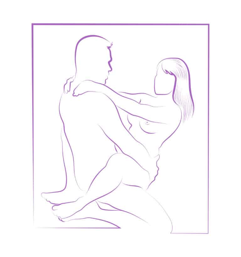 Tegning af sexstillingen lotus (yab-yum)